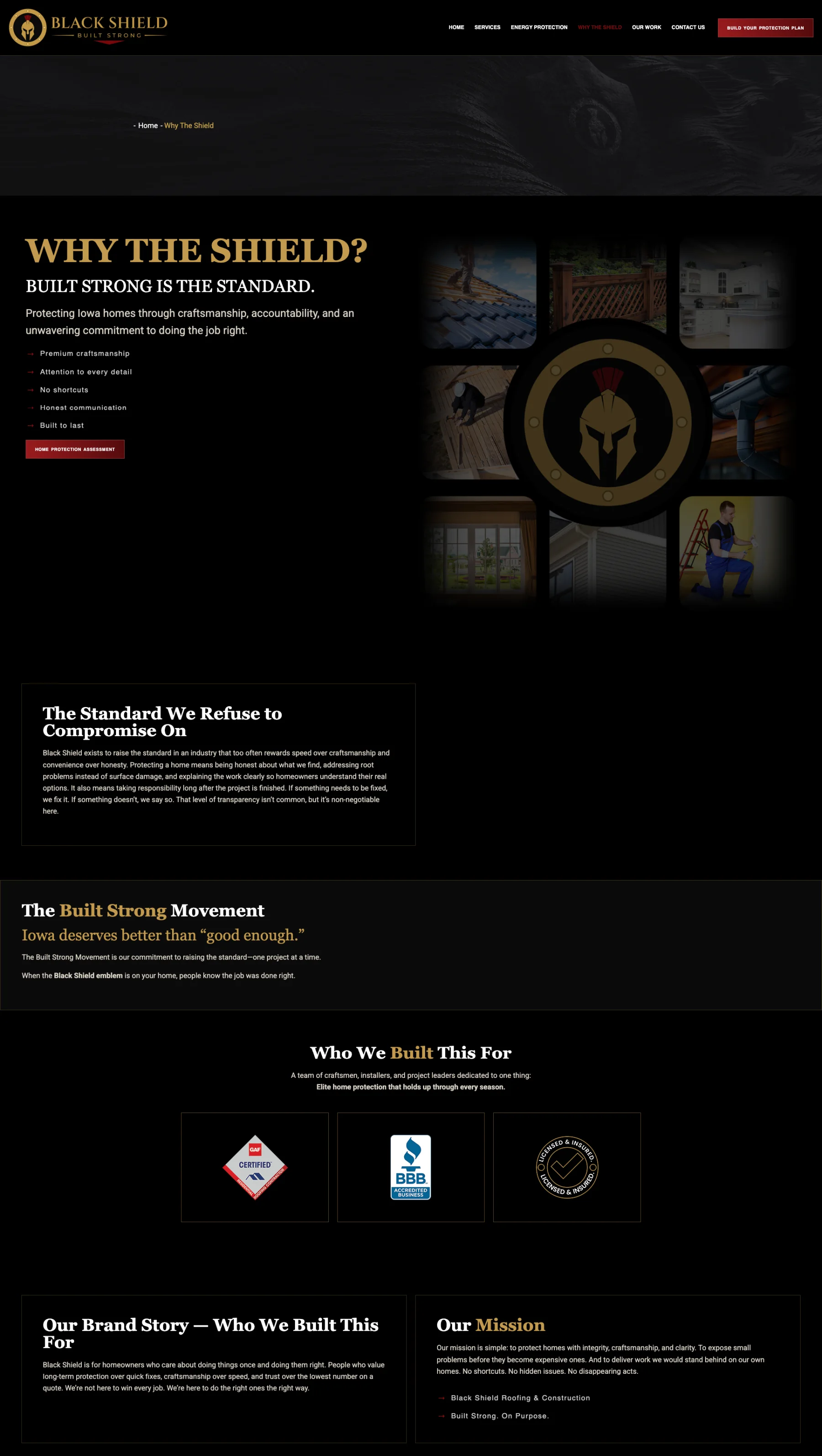 Black Shield Roofing Why The Shield brand story page