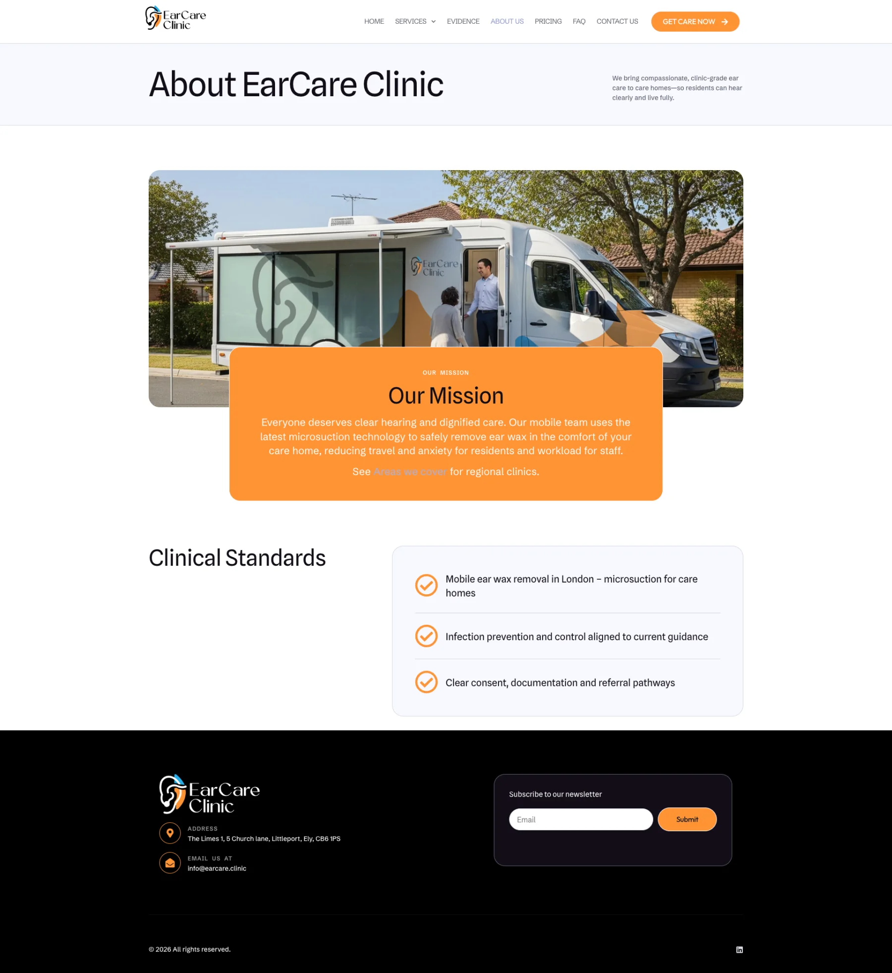 Ear Care Clinic website screenshot